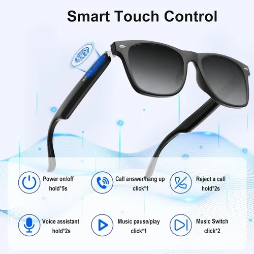 Vista 7 de Gafas inteligentes para hombres y mujeres con GPT de chat, gafas de traducción Bluetooth con 164 idiomas, audio de oído abierto con micrófono