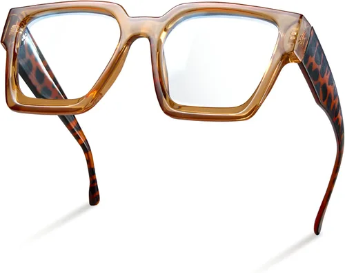 Vista 17 de livho Marco de gafas de gran tamaño para mujer y hombre, lentes rectangulares de moda para computadora, marco elegante *Tortuga de coco