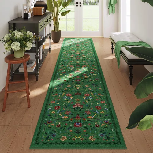 Vista 41 de Alfombra de entrada vintage con medallón floral de 2 x 3 pulgadas, lavable a máquina, alfombra de entrada de pelo bajo, suave, pequeña, alfombra