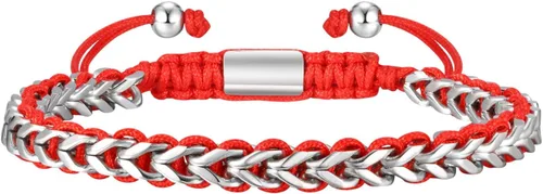 Vista 8 de Pulsera de eslabones trenzados de cuerda y cadena para hombre: hecha a mano para hombre, de acero inoxidable, metal, no se deslustra, impermeable