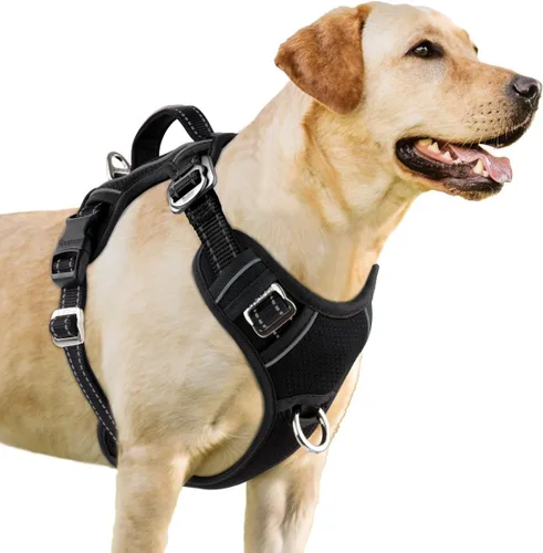 Vista 11 de BARKBAY Arnés para Perro Sin Tirones Talla Grande Arnés Reflectante para Perro con Clip Frontal y Asa de Control Fácil para Caminar Entrenar Correr
