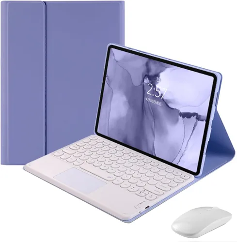 Vista 8 de Funda con teclado táctil para tablet Xiaomi Pad 6/6 Pro de 11.0 pulgadas, funda con teclado folio con linda llave redonda, teclado y mouse Negro