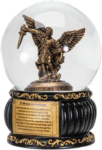 Vista 5 de SUMMIT COLLECTION San Miguel Arcángel Guardián Protector San Miguel Globo de Agua 3.937 in Cristiano Coleccionable