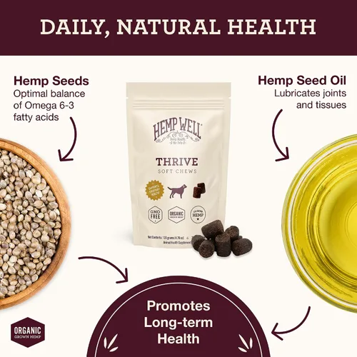 Vista 2 de Hemp Well Thrive Chews para perros – Apoya la salud de la cadera, las articulaciones y el corazón, promueve la salud inmunológica y de la piel