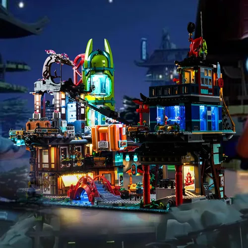 Vista 5 de BrickBling Kit de luz LED compatible con Lego Ninjago City Markets Iluminación creativa compatible con Lego 71799-Sin modelo, solo luces