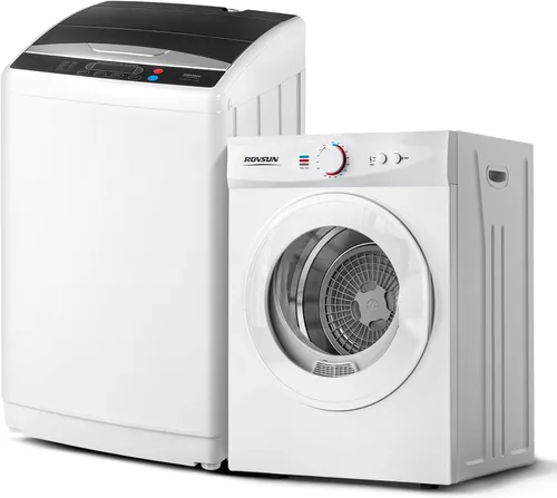 Vista 11 de ROVSUN Juego de lavadora completamente automática de 17.6 libras y secadora de ropa portátil de 1.5 pies cúbicos, juego combinado de lavadora