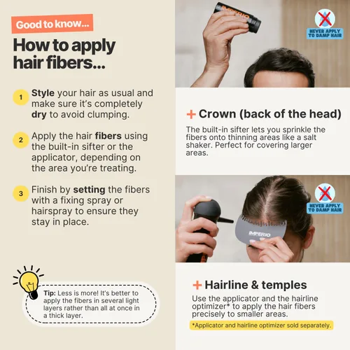 Vista 6 de IMPERIO Fibras de construcción del cabello para adelgazar el cabello, 0.92 oz de fibras capilares de primera calidad para mujeres y hombres