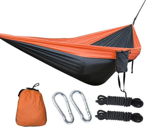 Vista 18 de Hamaca doble ajustable de capacidad de 550 libras con soporte de acero resistente de 10 pies, incluye funda de transporte portátil, fácil de Azul