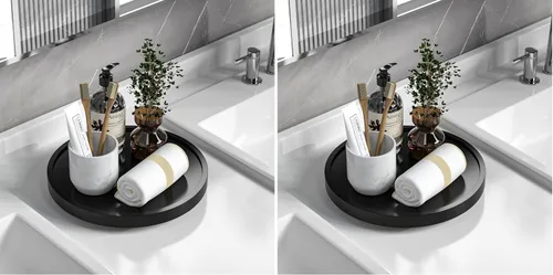 Vista 14 de Lazy Susan Organizador de bambú antideslizante de 9 pulgadas Lazy Susan Beige