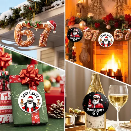 Vista 4 de 67 Adorno de Navidad, 67 Adornos para Árbol de Navidad, Divertidos Adornos de Navidad 2025, Adorno de Árbol Seis Siete 6 7 Decoración de Cosas