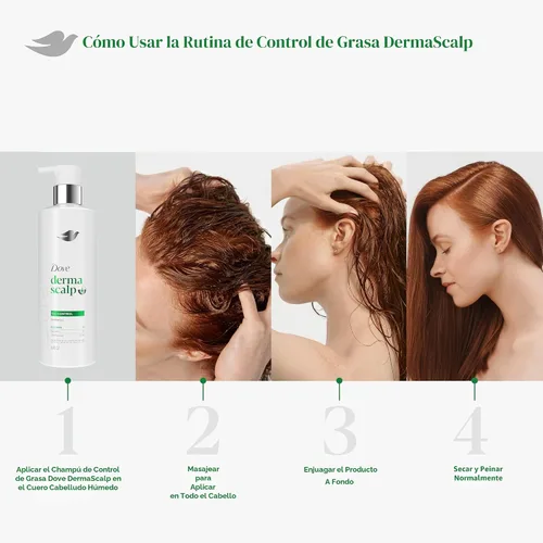 Vista 8 de Dove Derma Scalp Oil Control Shampoo 1 ct con glicerina, sulfatos y niacinamida para eliminar la acumulación de producto del cuero cabelludo, 16