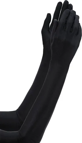 Vista 2 de Jetec 3 pares de guantes de ópera de los años 20 clásicos largos de satén longitud del codo guantes de 22 pulgadas tamaño adulto para mujeres y niñas