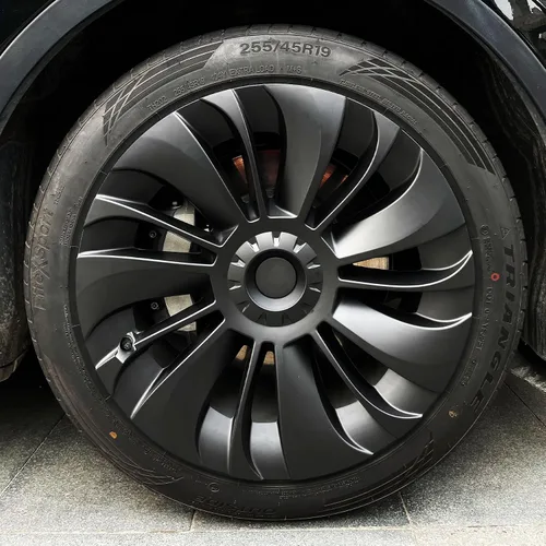 Vista 11 de KAVANIC 4 piezas de cubierta de rueda Compatible con Tesla Model Y 19 pulgadas 2020-2024 ABS tapacubos estilo cuchilla negro mate Compatible