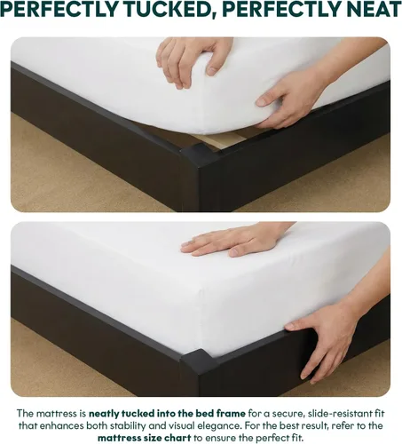 Vista 8 de Bme Dinkee - Marco de cama de plataforma Queen de madera de 15 pulgadas, marco de cama de madera maciza, estilo moderno y minimalista, soporte de 12