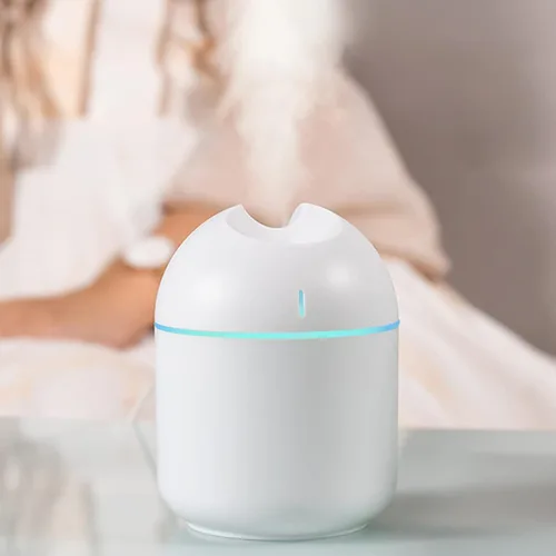 Vista 2 de Humidificador pequeño humidificador de aire de niebla fría, funcionamiento silencioso, apagado automático, mini humidificador con luz LED