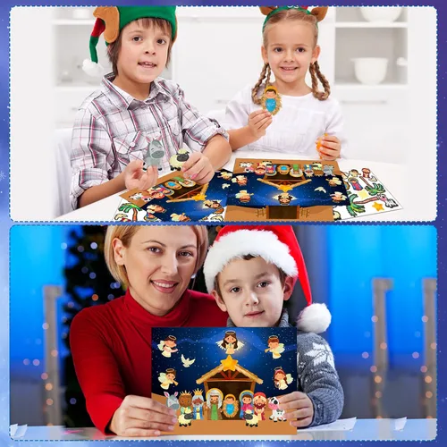 Vista 4 de FaCraft Pegatinas de Belén para niños, 24 hojas, manualidades religiosas Multi-1
