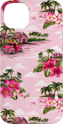 Vista 13 de Funda para iPhone 11 Tropical Hibiscus Island Palm Tree Rockabilly Surfer Beach