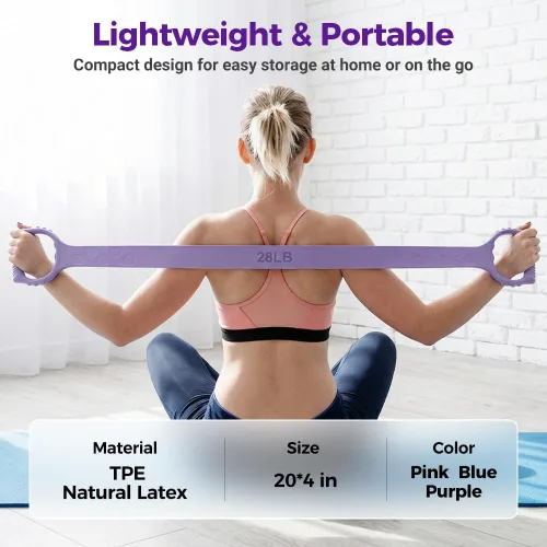 Vista 6 de Figura 8 Banda de resistencia de fitness, Figura 8 bandas de ejercicio para mujeres y hombres, 8 bandas de goma de resistencia en forma de brazos