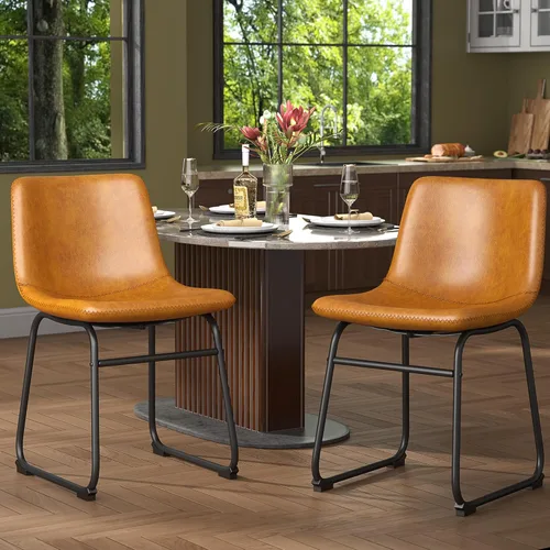Vista 50 de YaFiti - Juego de 2 sillas de comedor de 18 pulgadas, sillas modernas tapizadas para comedor con cojines de piel sintética y patas de metal, silla