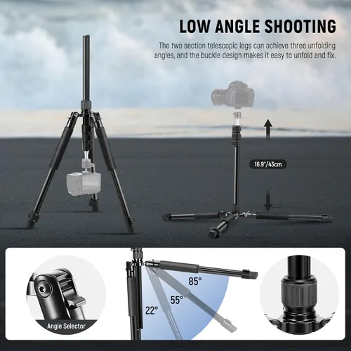 Vista 6 de NEEWER Trípode para Luz de Fotografía, 47-195cm/1.5-6.4ft de Aluminio Trípode de Iluminación de Estudio Reversible, Trípode Portátil para Video