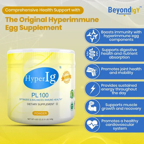 Vista 3 de Proteína de huevo en polvo PL-100, suplemento hiperinmune de huevo, 4.94 oz – Apoyo inmunológico, bienestar digestivo, energía y fuerza muscular