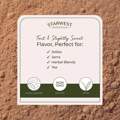 Vista 3 de Starwest Botanicals Polvo orgánico de bayas de espino – Hierba seca para té, mermelada y extractos de hierbas, certificado Kosher, sin OMG – Bolsa a