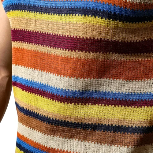 Vista 6 de JOGAL Camisas sin mangas a rayas arcoíris para hombre, camisetas sin mangas casuales multicolor