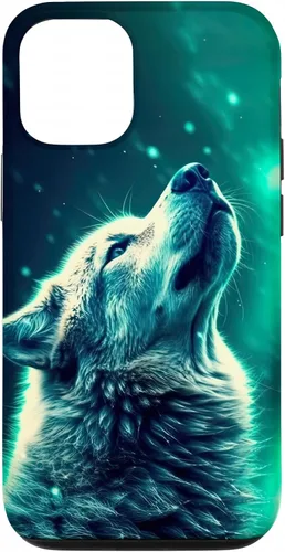 Vista 26 de Howling Wolf in Night Green Northern Lights Wolves Dog Lover Case for iPhone 16
