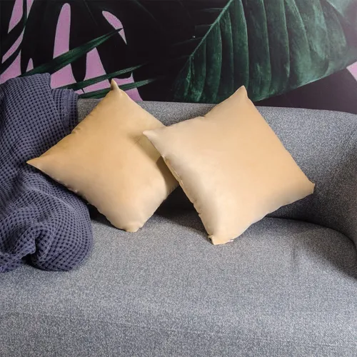 Vista 5 de Juego de 2 fundas de almohada decorativas de terciopelo caqui de 18 x 18 pulgadas para sofá, silla, cama, funda de almohada cuadrada de gamuza suave