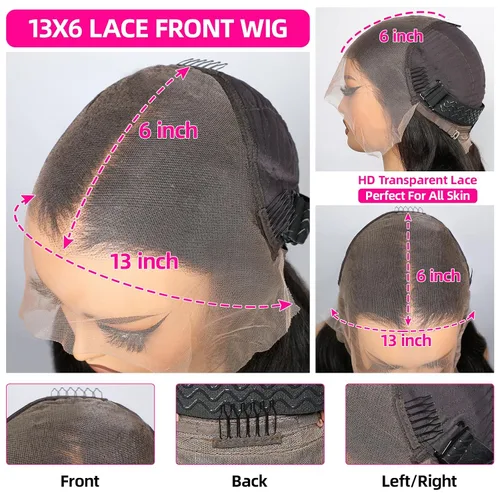 Vista 2 de Lemoda FB/27 Balayage - Pelucas de cabello humano con encaje frontal de 13 x 6 pulgadas, color degradado, ondulado, HD, transparente, encaje
