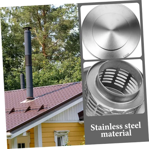 Vista 9 de Cabilock Sombrero de chimenea Cubierta de ventilación de chimenea Tapa de chimenea de acero inoxidable Tapa de chimenea Protector de puerta Cubierta