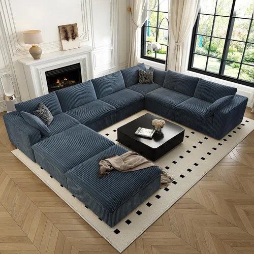 Vista 25 de LoveSeat Cloud Couch Sofá Seccional Modular para Sala de Estar, Sofá Moderno con Asiento Profundo, Sofá de 2 Plazas Sin Huesos con Otomana, Cómodos