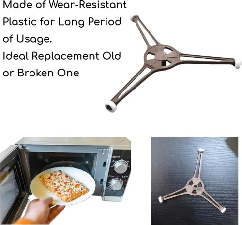 Vista 7 de Paquete de 1 bandeja de placa giratoria plana para horno de microondas, soporte giratorio de triple brazo con ruedas, brazo de repuesto de rodillo