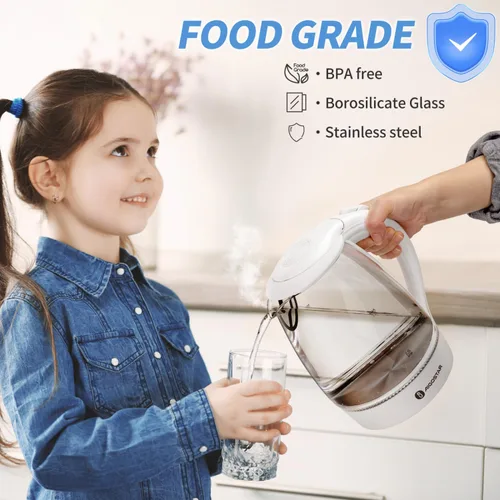 Vista 10 de Aigostar - Hervidor eléctrico de 1500 W, tetera de vidrio para té con calentamiento rápido, vidrio de borosilicato, apagado automático y protección