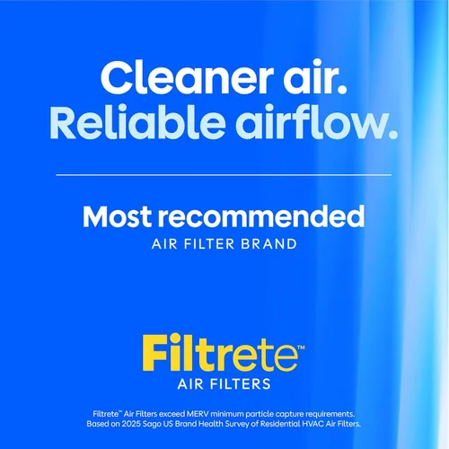 Vista 4 de Filtrete - Paquete de 6 filtros plisados para aire acondicionado de 10 x 20 x 1 pulgadas, MERV 13, MPR 1900, filtro premium para alérgenos
