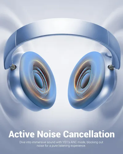 Vista 3 de Wentronic Y01 - Audífonos inalámbricos con cancelación de ruido Bluetooth 5.3 con micrófono, audio de alta resolución, tiempo de reproducción de 48