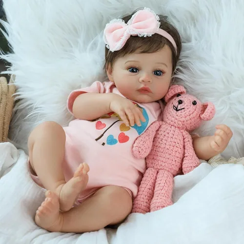 Vista 8 de SCOM Muñecas realistas de bebé Reborn – Meadow - Muñecas realistas de 18 pulgadas para niña recién nacida, cuerpo de tela, extremidades de vinilo