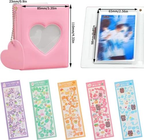 Vista 2 de 2 carpetas pequeñas para tarjetas fotográficas de 3 pulgadas, álbum de fotos Kpop pequeño, soporte para tarjeta de identificación con 5 hojas