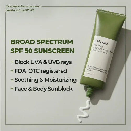 Vista 3 de JMsolution Protector solar Heart Leaf SPF 50 – Fabricado en Estados Unidos, calmante protección UV con hoja de corazón y centella asiática
