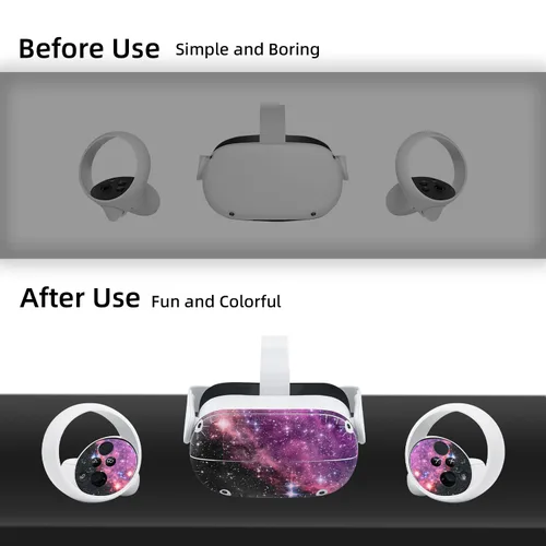 Vista 6 de Wigearss Calcomanías para Oculus Quest 2 VR auriculares y controlador, calcomanías de piel para Oculus Quest 2 - Galaxy