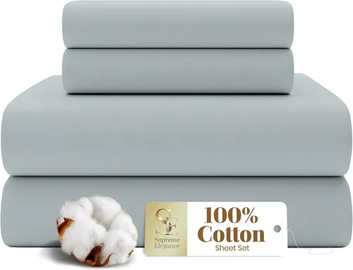 Vista 11 de SUPREME ELEGANCE Juego de sábanas de cama individual 100% algodón - Blanco ártico, ropa de cama de percal de 3 piezas, sábanas transpirables frescas