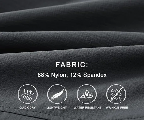 Vista 7 de BASUDAM Pantalones de senderismo Ripstop para hombre ligeros de secado rápido elásticos resistentes al agua bolsillos cargo con cinturón