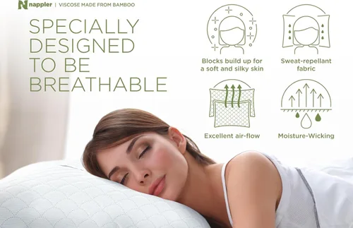 Vista 9 de Nappler - Almohada refrescante para durmientes calientes - Juego premium de 2 almohadas de cama tamaño estándar - Espuma viscoelástica triturada