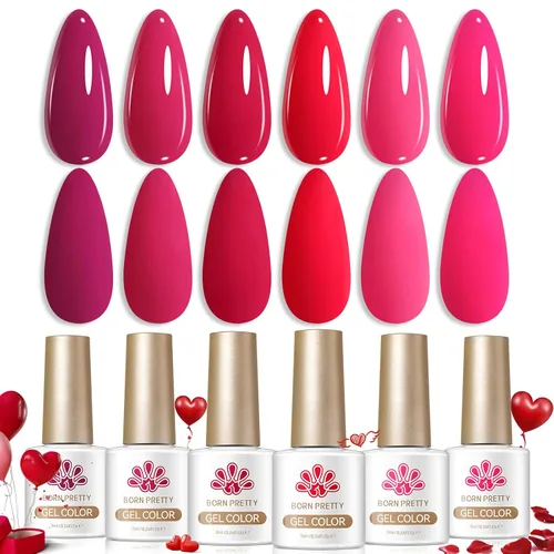 Vista 32 de Born Pretty Esmalte de uñas de gel de color ámbar cristal marrón naranja burdeos rojo negro para otoño e invierno, esmalte de uñas transparente