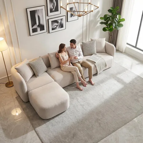 Vista 3 de Sofá modular modular de asiento profundo de 118 pulgadas con otomana Asiento profundo, diseño modular, comodidad de gran tamaño y tapicería