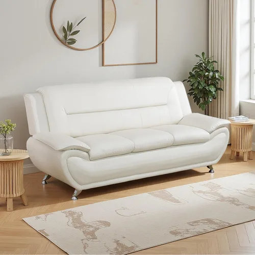Vista 44 de Sofá modular de cuero, juego de muebles de sala de estar, 3 piezas, moderno, para sala de estar, apartamento, oficina, dormitorio, color blanco