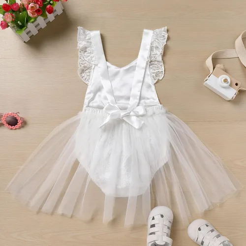 Vista 102 de Traje de bebé niña primer cumpleaños traje de encaje tul mameluco princesa tutú vestido de un año cumpleaños pastel Smash fotografía ropa
