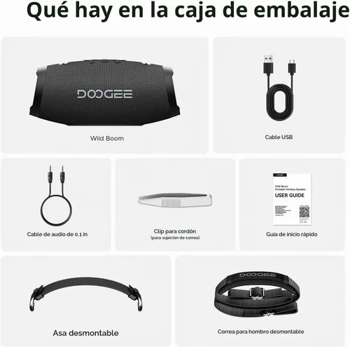 Vista 9 de Wild Boom - Altavoz Bluetooth portátil con luces RGB, color negro