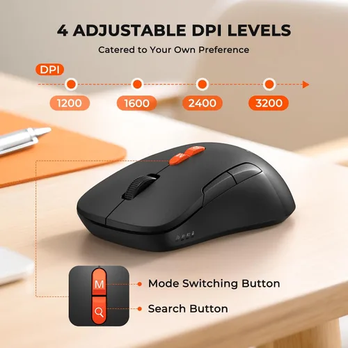 Vista 7 de MEETION Teclado y mouse ergonómicos, teclado Bluetooth multidispositivo y mouse inalámbricos, mouse ajustable de 4 DPI, teclado dividido