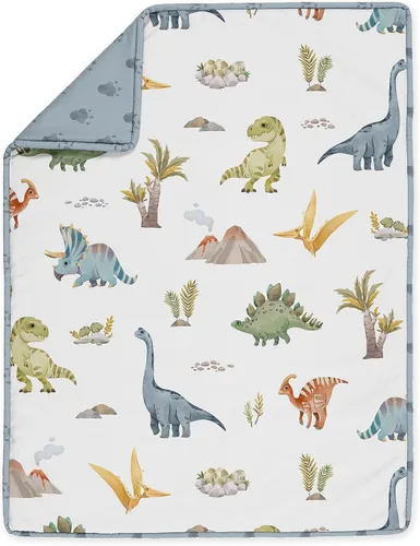Vista 3 de Sweet Jojo Designs Acuarela dinosaurio dinosaurio bebé niño cuna juego de ropa de cama bebé cuarto manta sábana bajera falda pañal apilador 4p verde